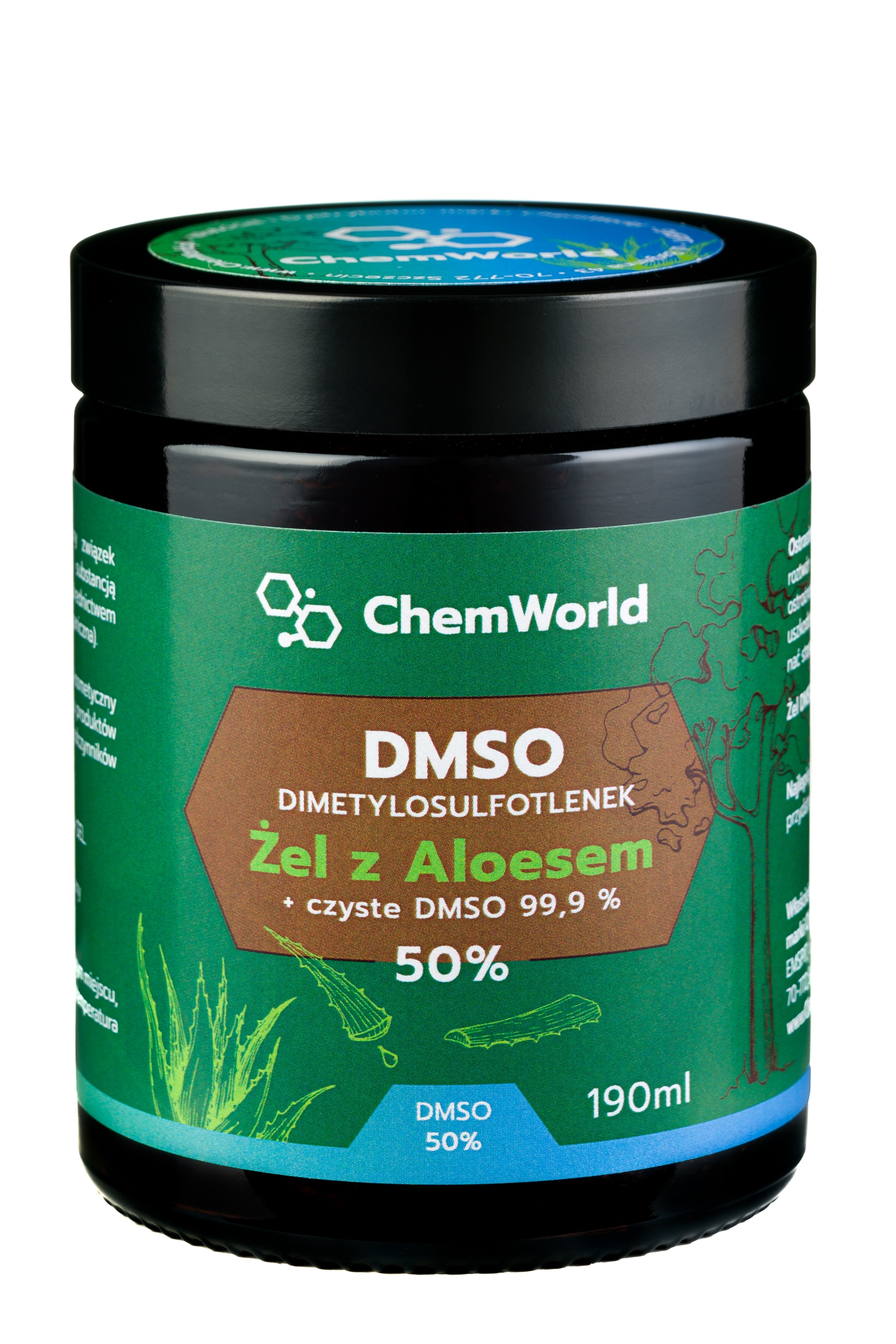 

Dmso 99,9% Żel Moc 50% z Aloesem 99% natura 190 ml