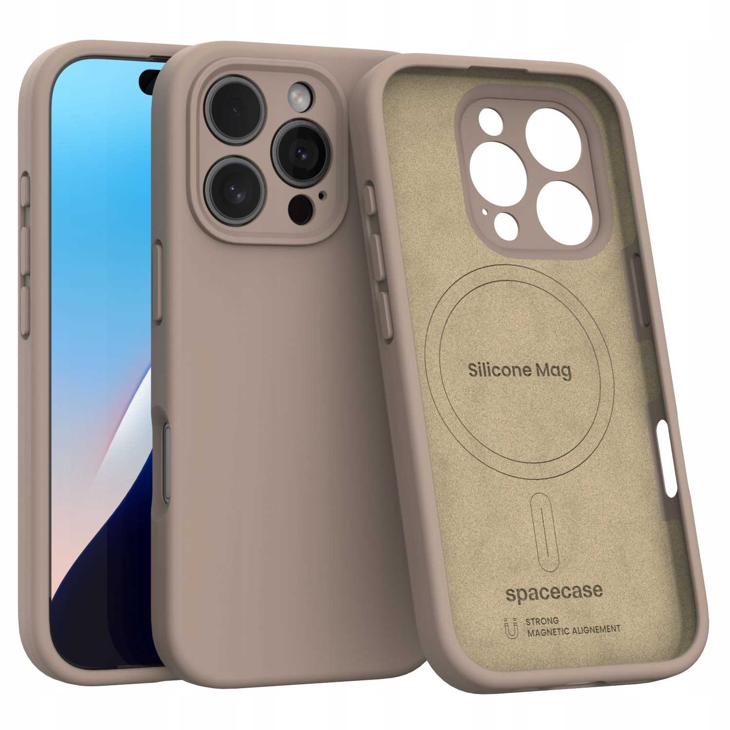 Spacecase Silikonový obal pouzdro na iPhone 16 Pro, hnědý