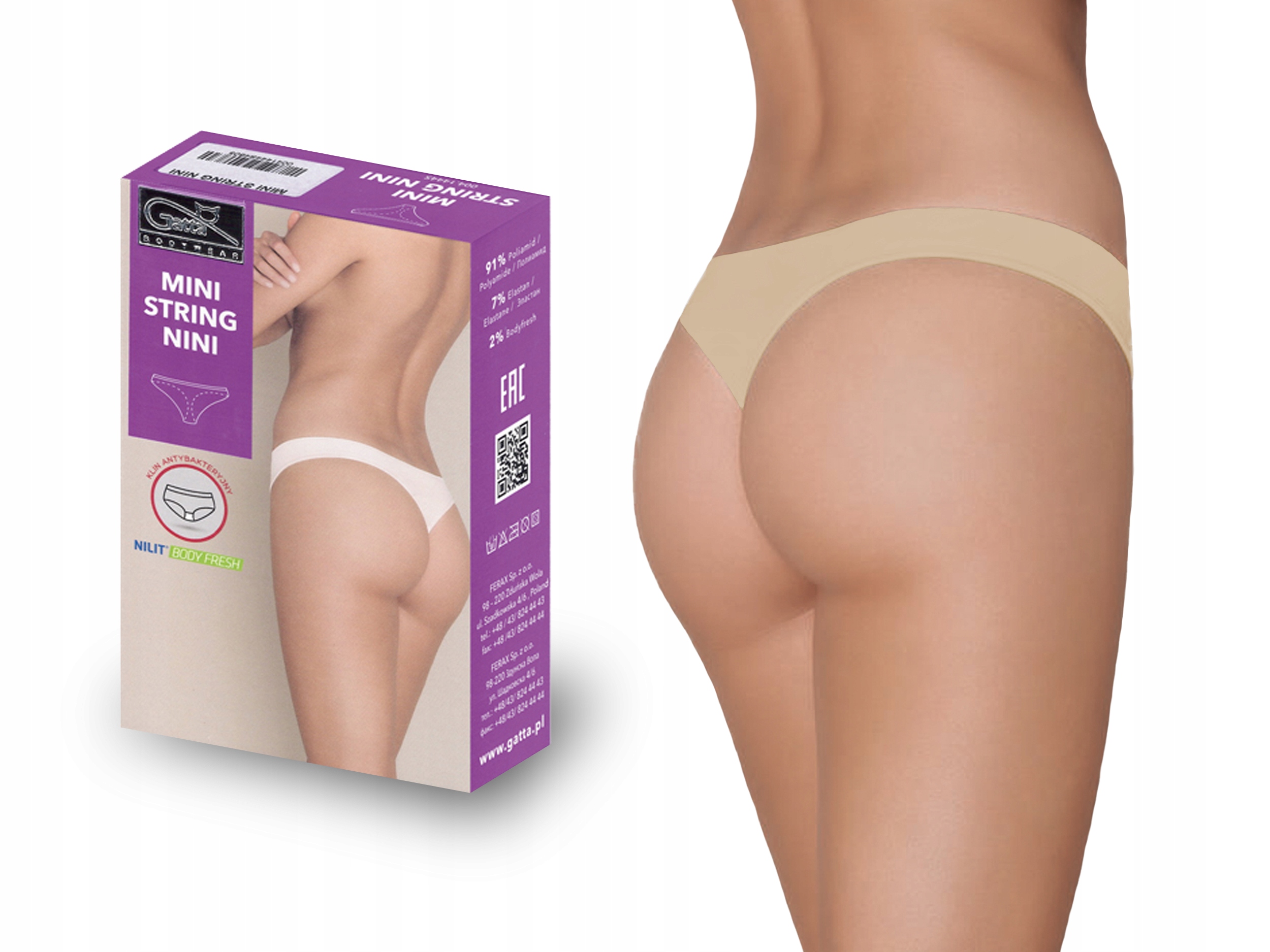 

Bezszwowe majtki Gatta Mini String Nini natural M