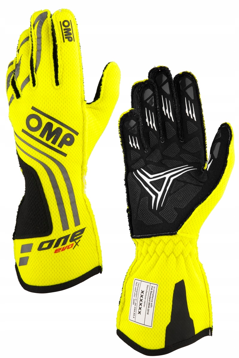 Rukavice Omp One Evo X homologácia Fia 8856-2018 žlté veľ. S