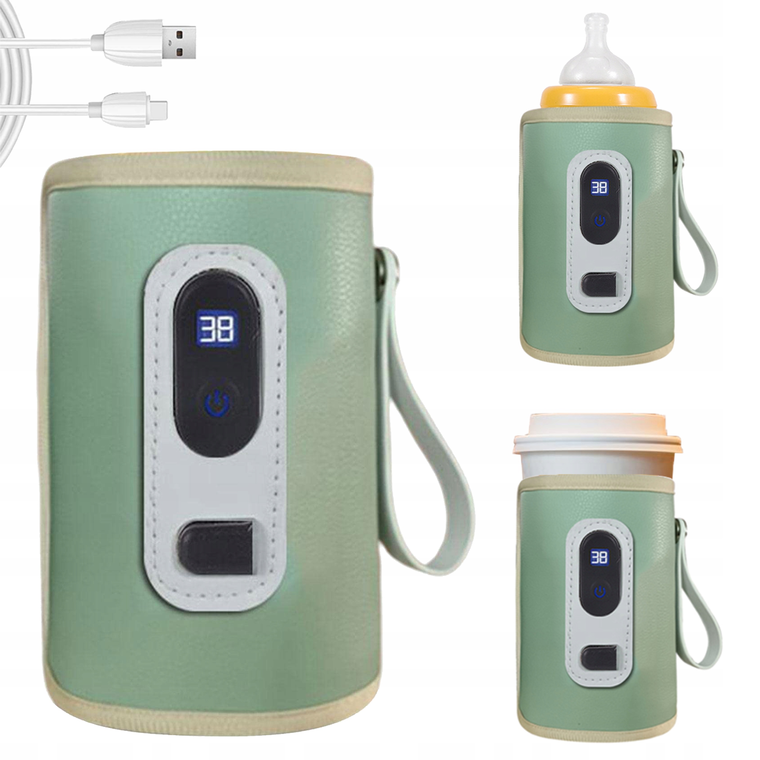 PRZENOŚNY PODGRZEWACZ DO BUTELEK BUTELKA DLA NIEMOWLĄT ELEKTRYCZNY USB LCD Marka bez marki