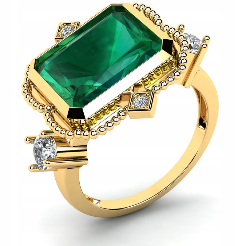 

Pierścionek Złoty Z Dużą Zieloną Cyrkonią