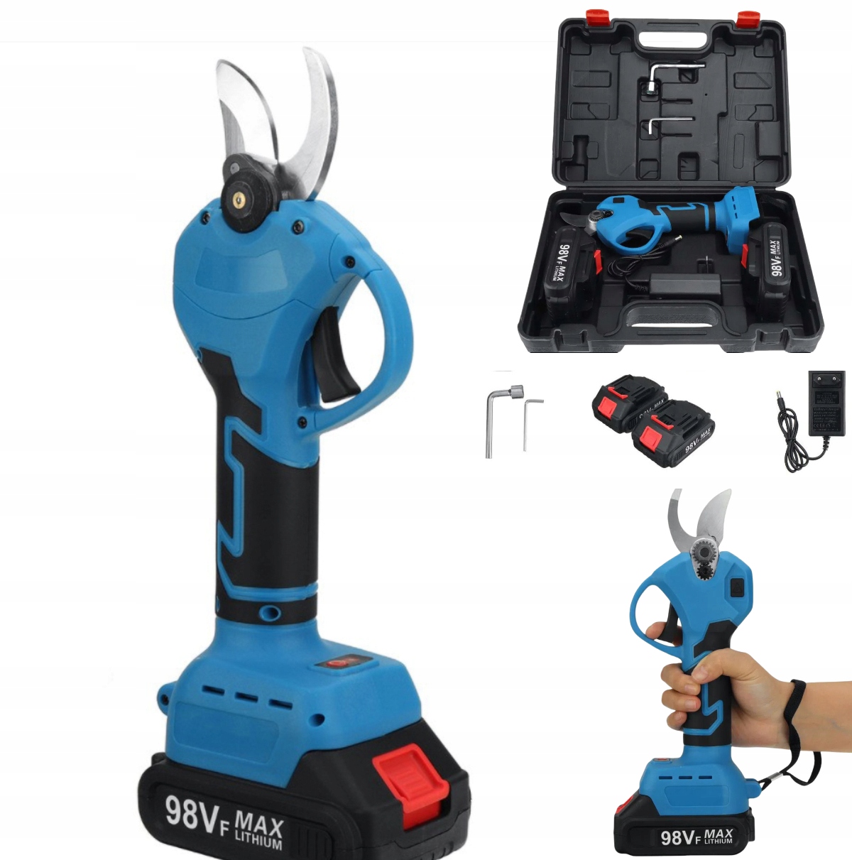 Výkonný Zahradní nůžky Zahradní Elektrické Nůžky 2X Baterie Sada