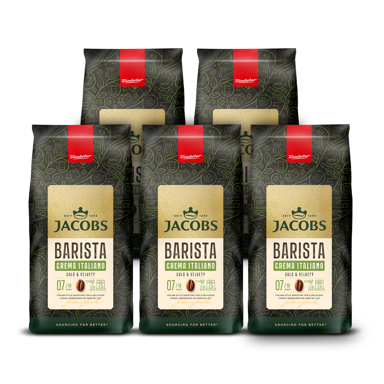 Kawa ziarnista Jacobs Barista Crema Italiano 5x 1kg zestaw