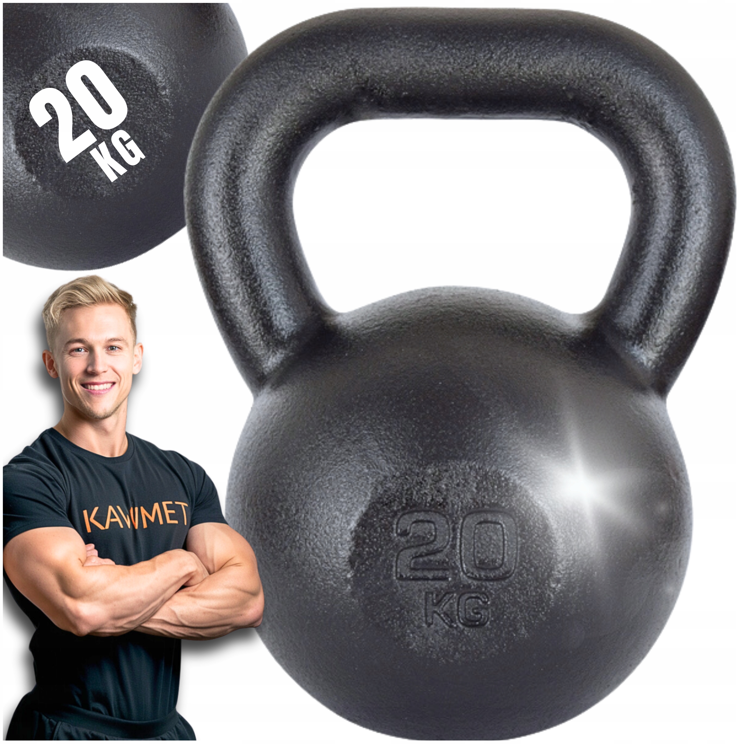 Kettlebell 20kg żeliwny kettle kula odważnik hantla obciążenie żeliwne
