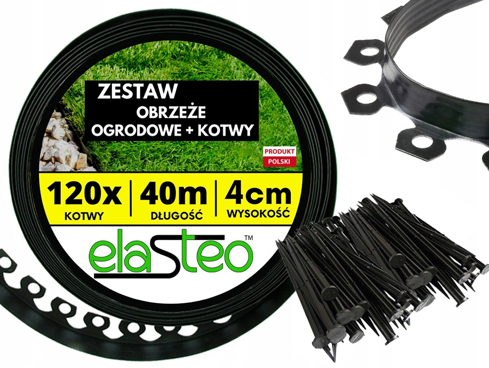 

Obrzeze Trawnikowe Ogród Krawężnik 40mb +120 Kotew