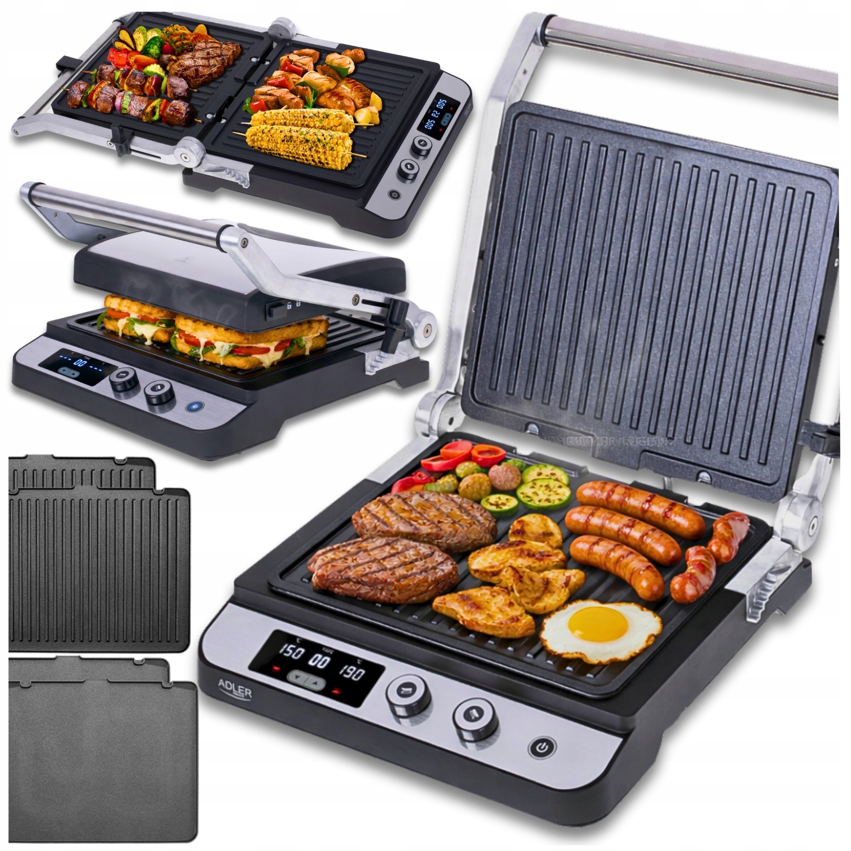 Grill Elektryczny Opiekacz Duży Domowy Kontaktowy Z Regulacją Temp 3000W