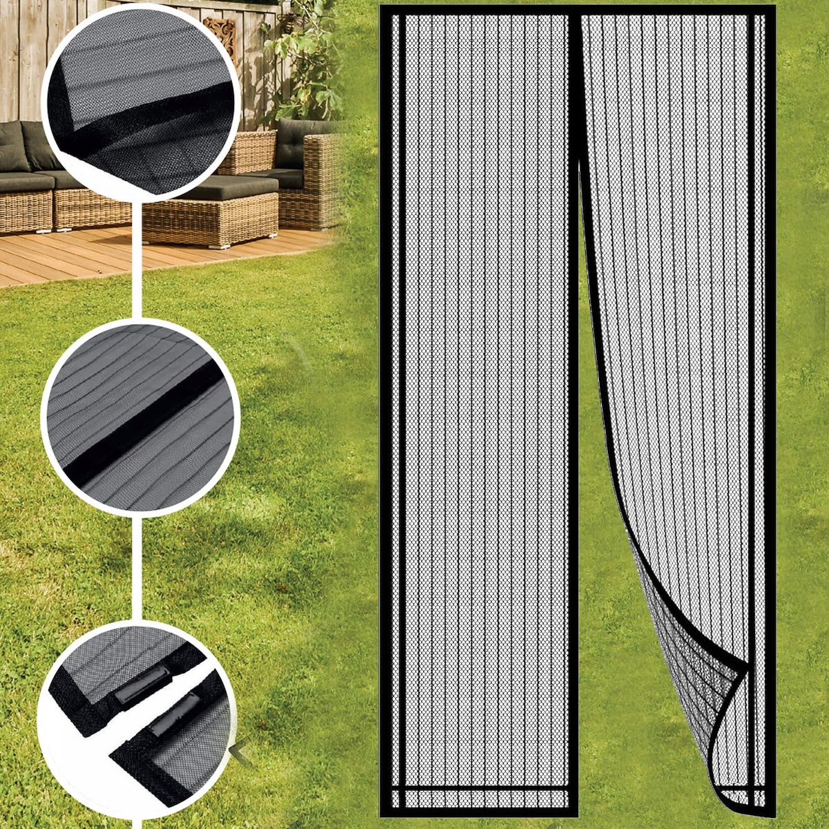 MOSKITIERA NA DRZWI BALKONOWE TARASOWE MAGNETYCZNA SIATKA 100x220cm MOCNA Maks. szerokość 100 cm