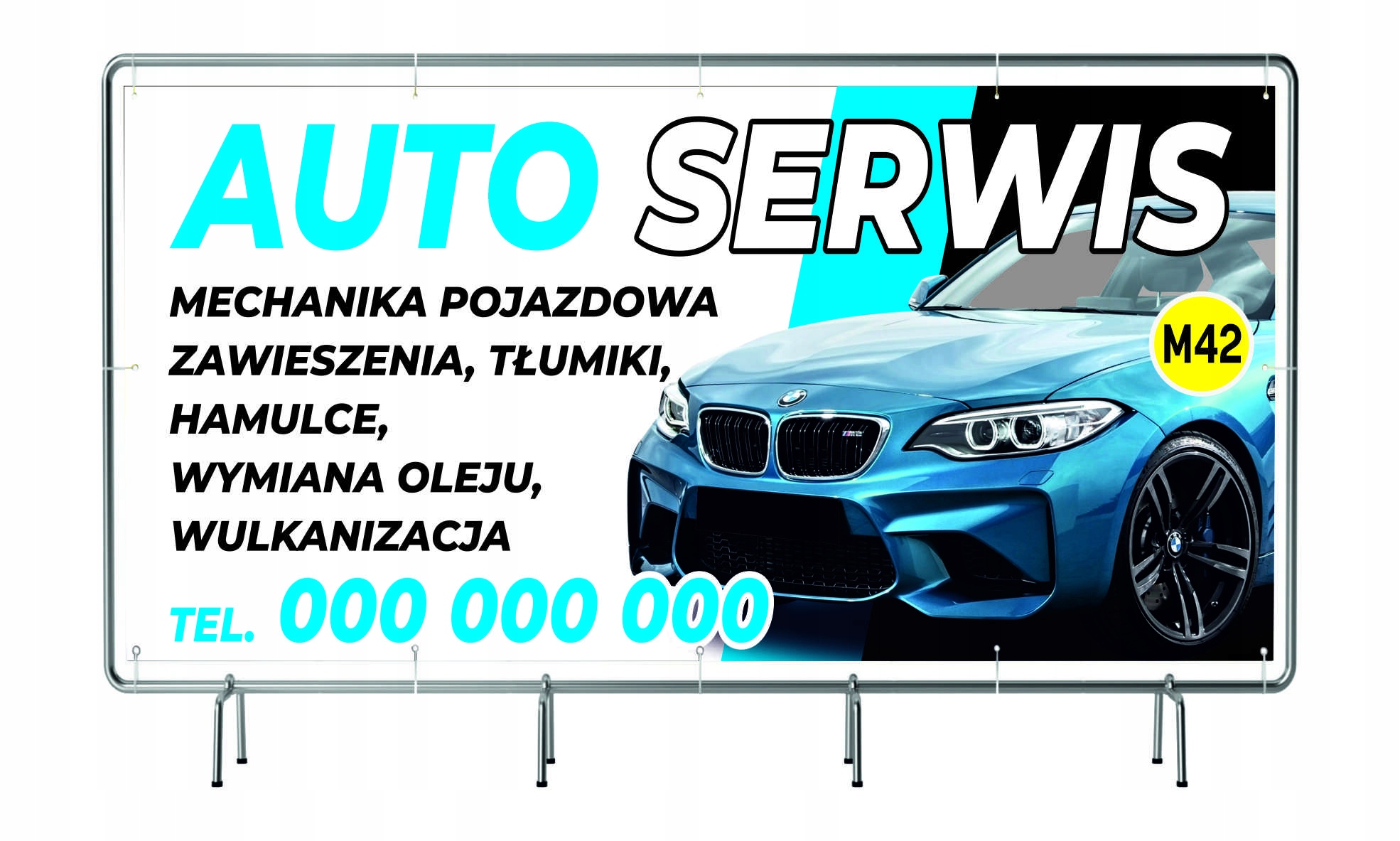 Solidny Baner Reklamowy 200cmx100cm Auto Serwis Marka inny