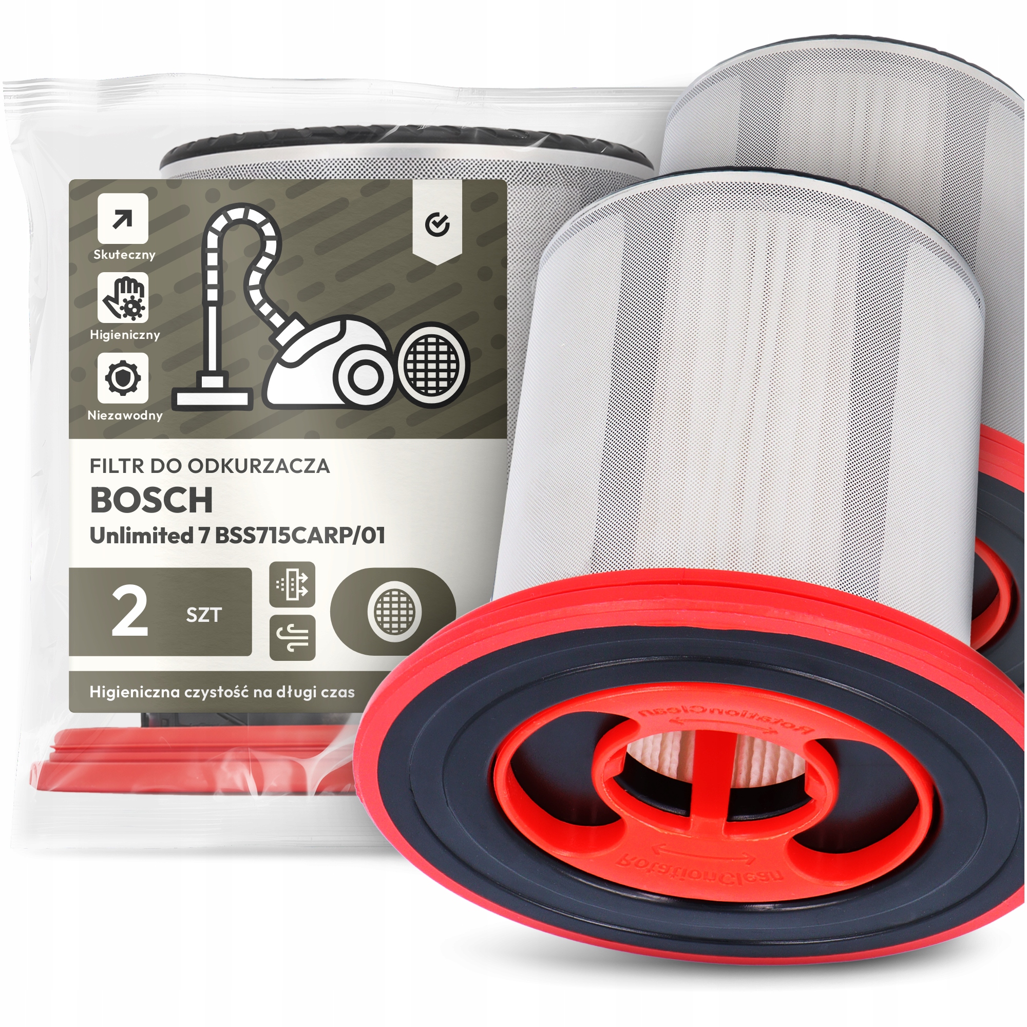 2x Vzduchový Filtr Pro Vysavač Bosch Unlimited 7 BSS715CARP/01 Hepa Em-w