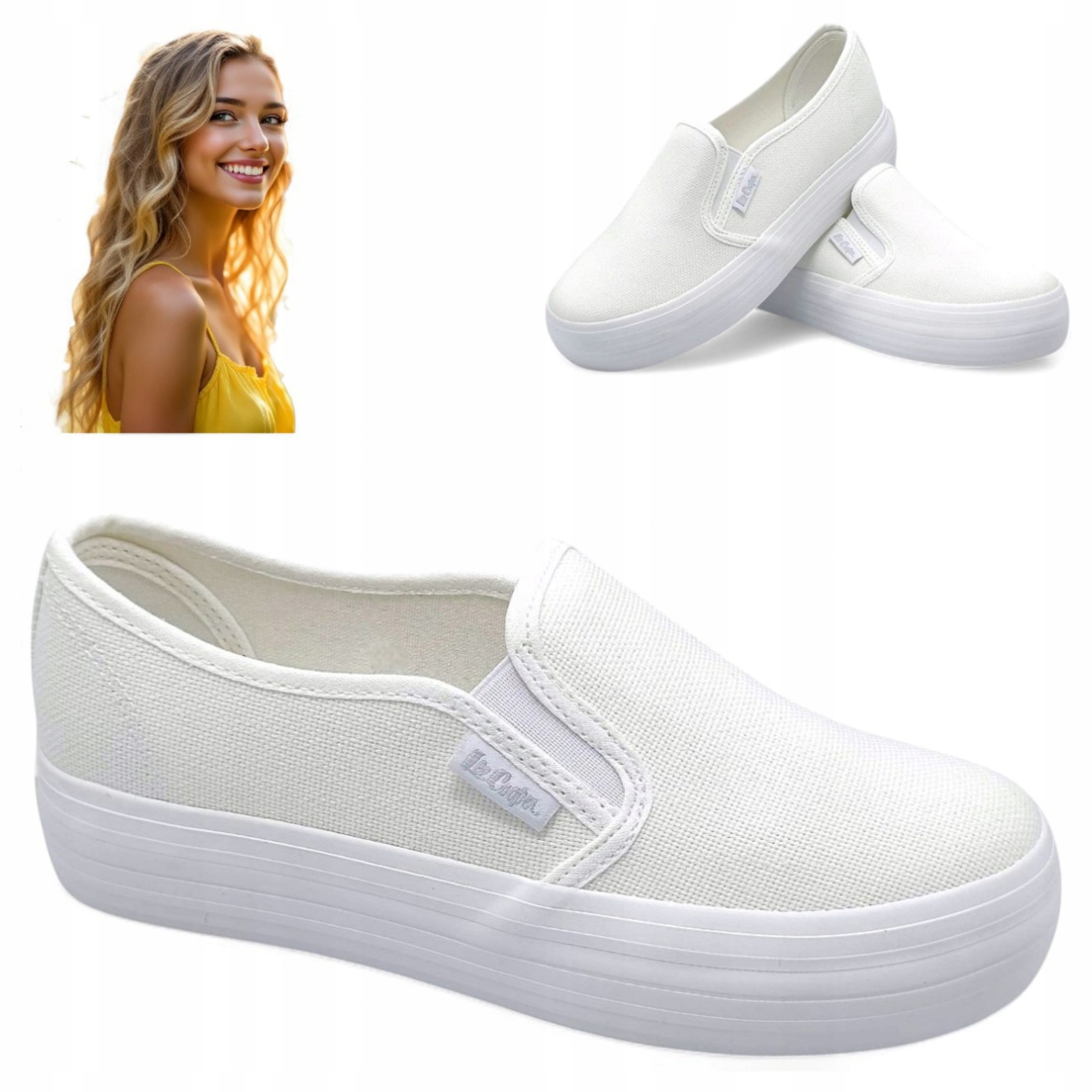 Dámské nazouvací tenisky 41 Lee Cooper Jarní polobotky na platformě, bílé