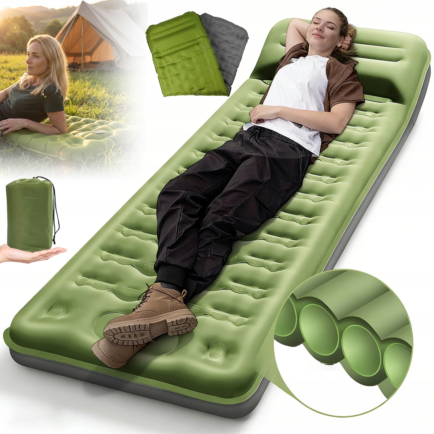 Nafukovací Turistická Podložka Pod Stan Matrace S Vestavěnou Nožní Pumpou, Lehká