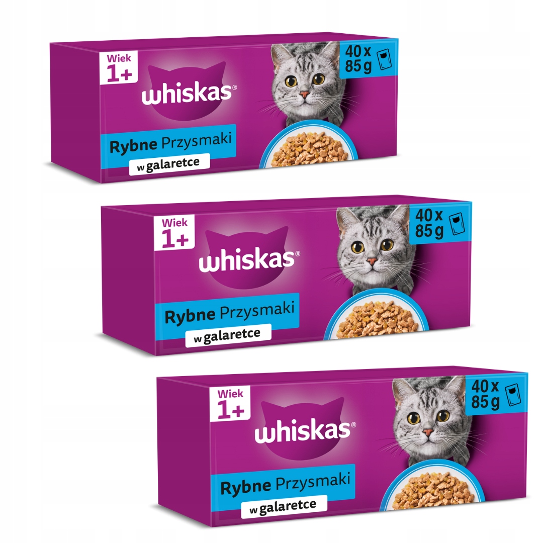 Levně Whiskas kočičí Krmivo rybí pamlsky v želé 85 g x 120 kusů
