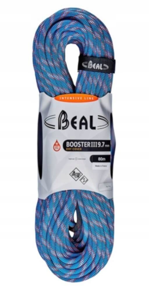 Beal Dynamické lano Booster 9,7 mm x 80 m Dry Cover Modré