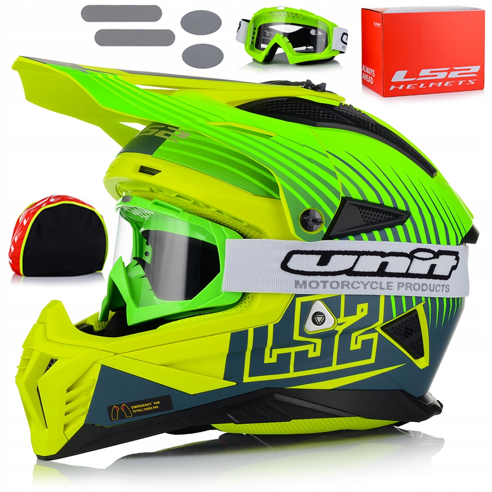 Motocyklová Prilba LS2 MX708 Fast II Duck Fluo Lehká Enduro Cross Atv Okuliare