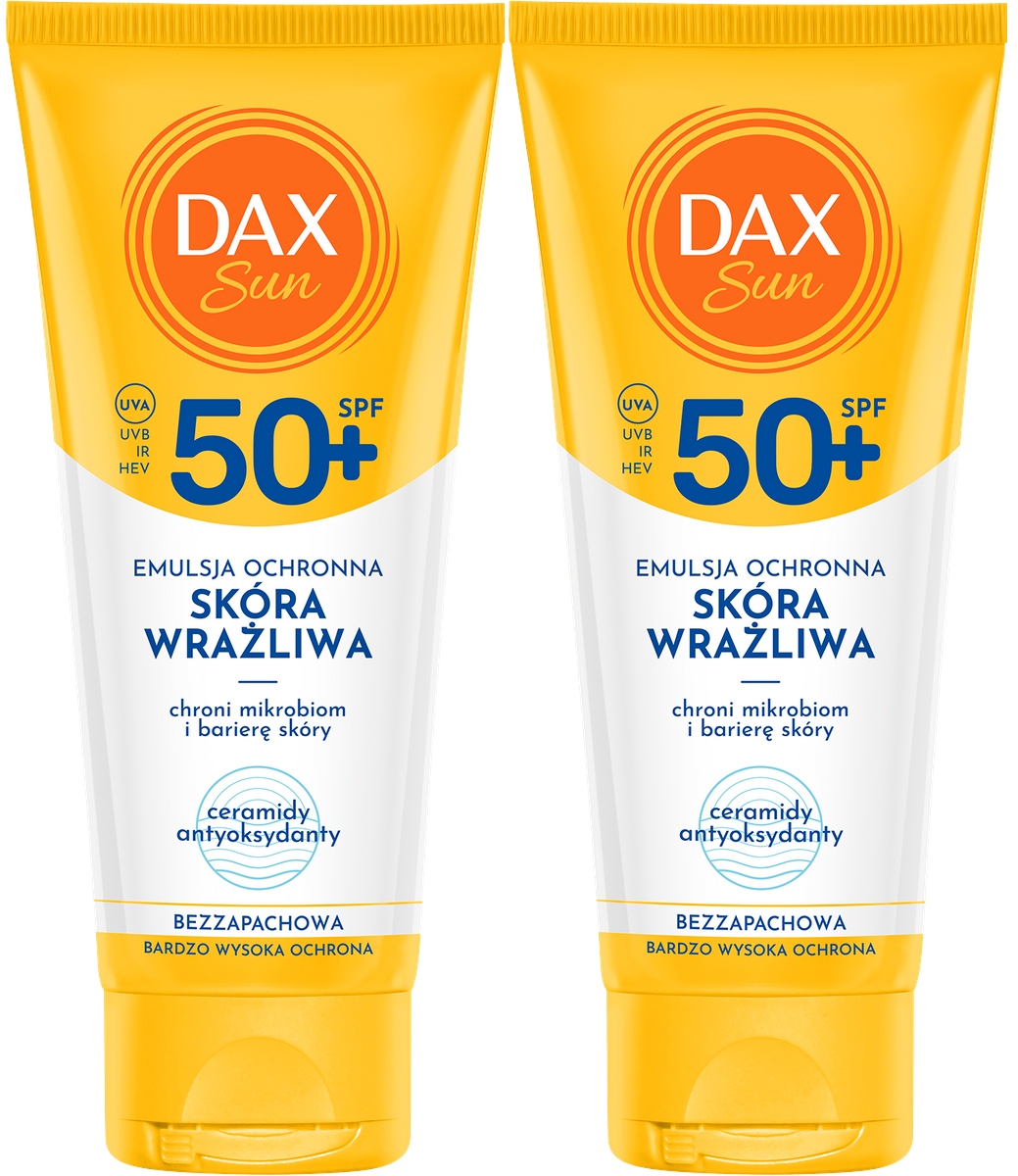 2 kusy Ochranná emulze pro citlivou pokožku SPF50+ 100 ml Dax Sun Regenerace