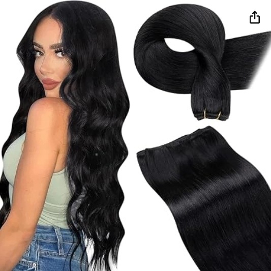 Laavoo Włosy Naturalne Remy Treski 60 CM 120 G Czarne #1