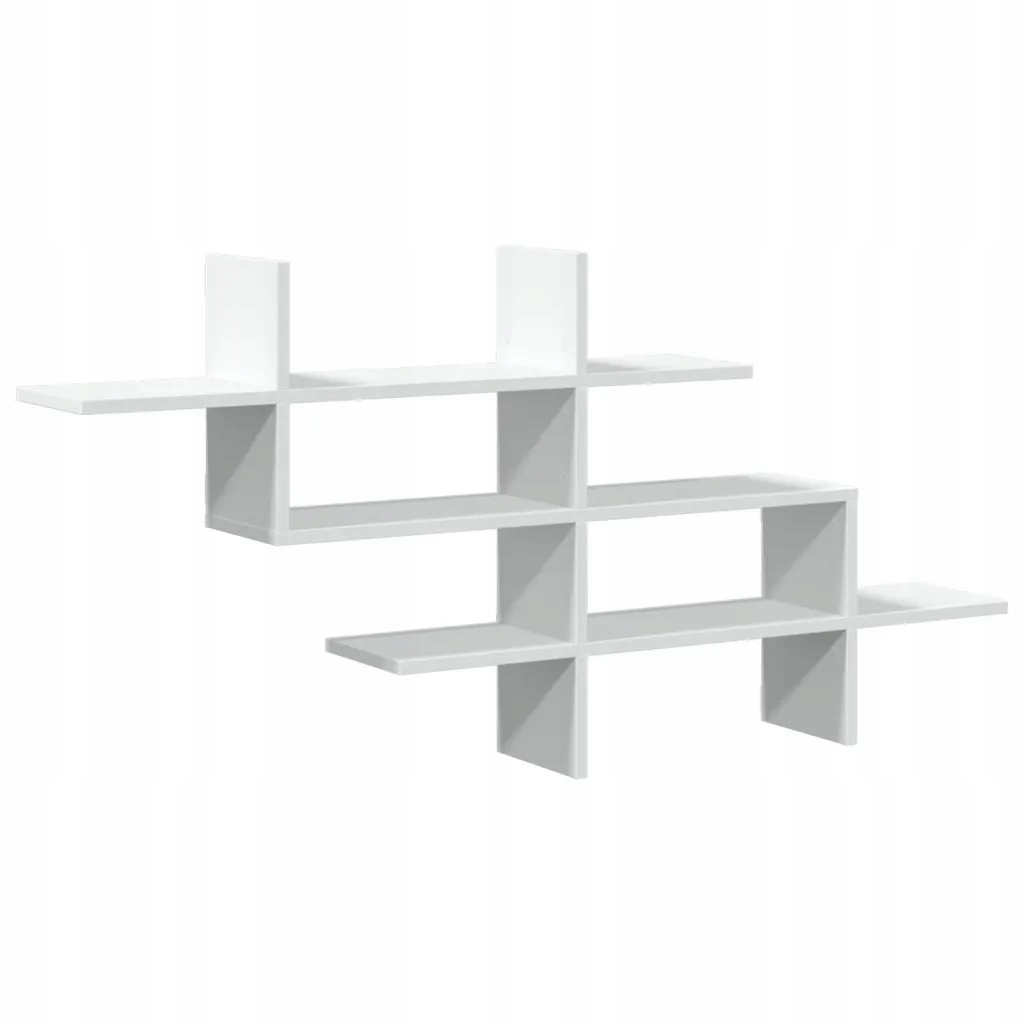 Nástěnná police z dřevěného materiálu, bílá, 124,5 x 18 x 60,5 cm