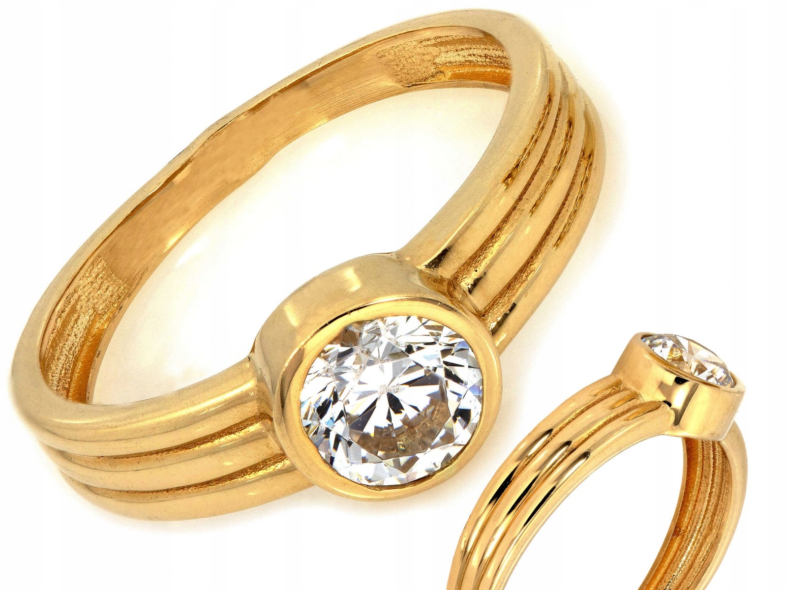 Originální prstýnek ze zlata 585 14kt, velký lesklý zirkon 2,52g