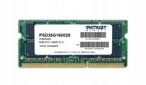 Patriot Pamięć Ultrabook DDR3 Sodimm 8GB 1600GHz