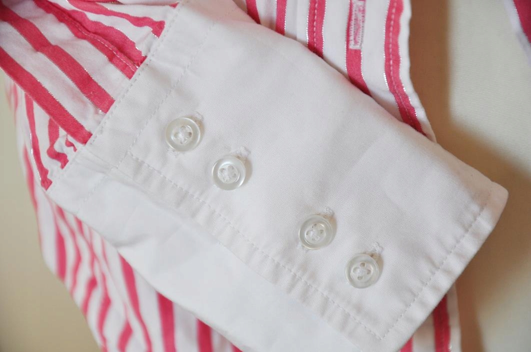 LEWIN cudo koszula MANKIET prążki SREBRNA nić S/M Wzór dominujący paski