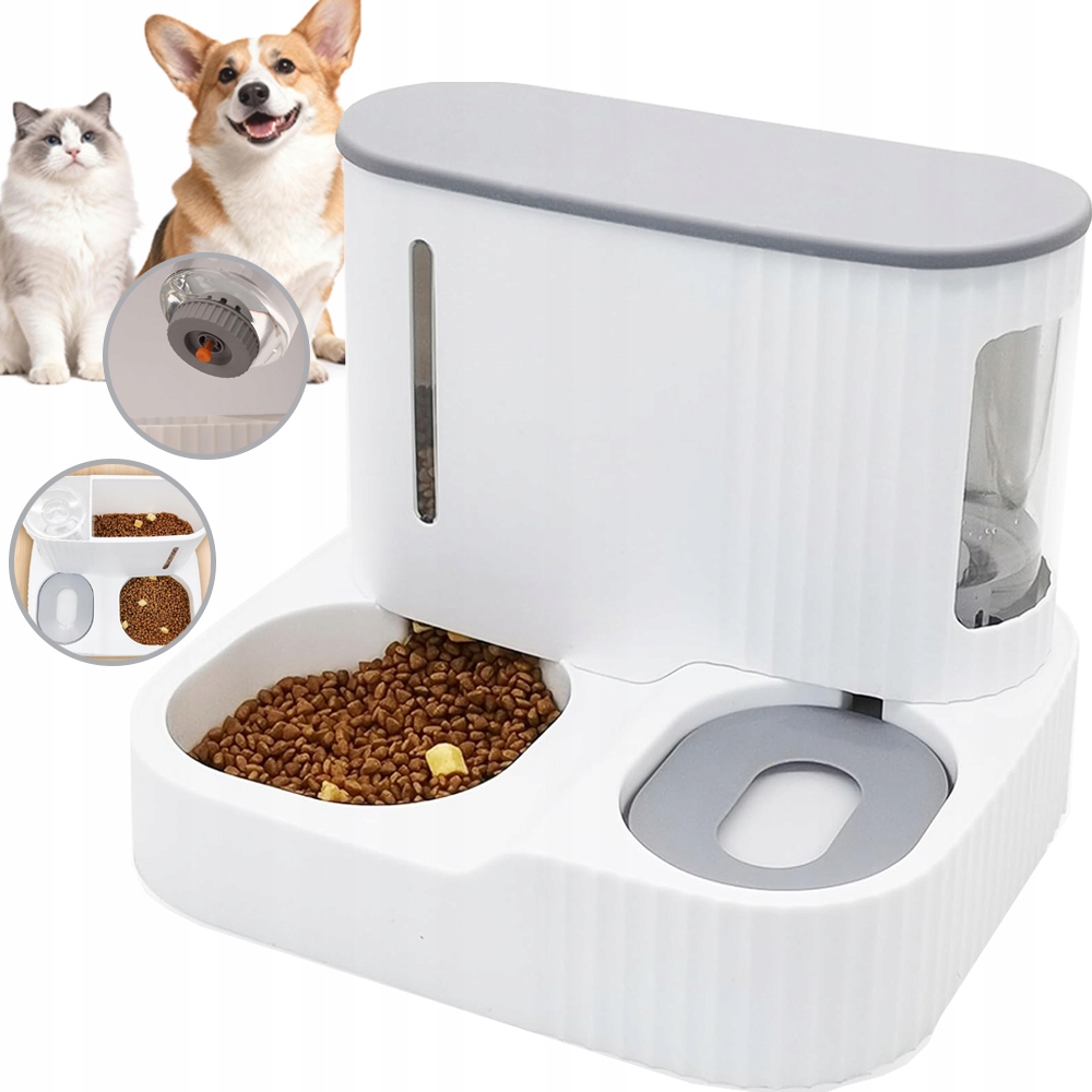 Levně Podavač Krmiva Vody Pro Psa Kočku Automatická Miska Napáječka 2V1