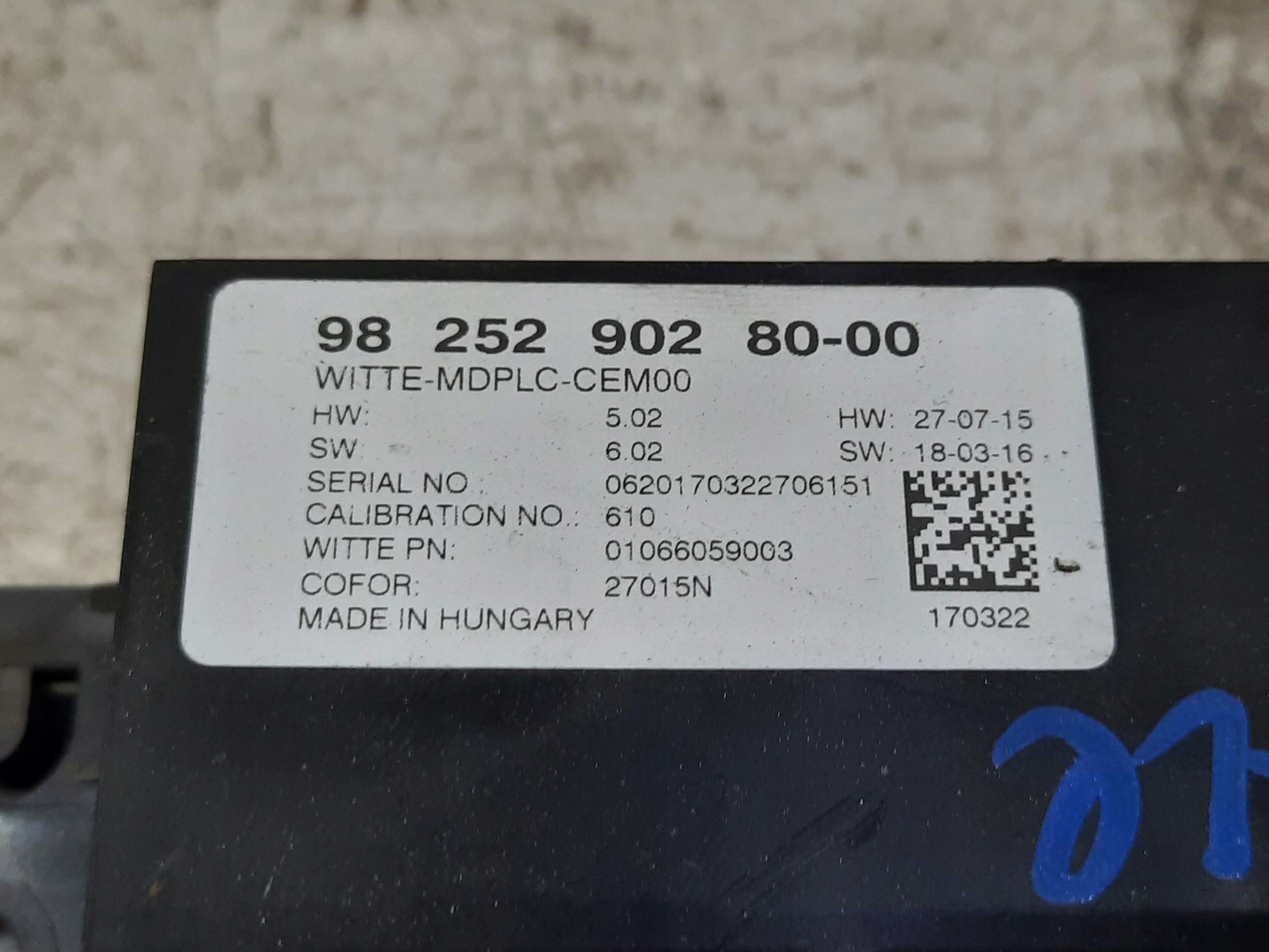 PROACE VERSO II MODUL DRZWI STEROWNIK 9825290280 Part manufacturer Peugeot original OE