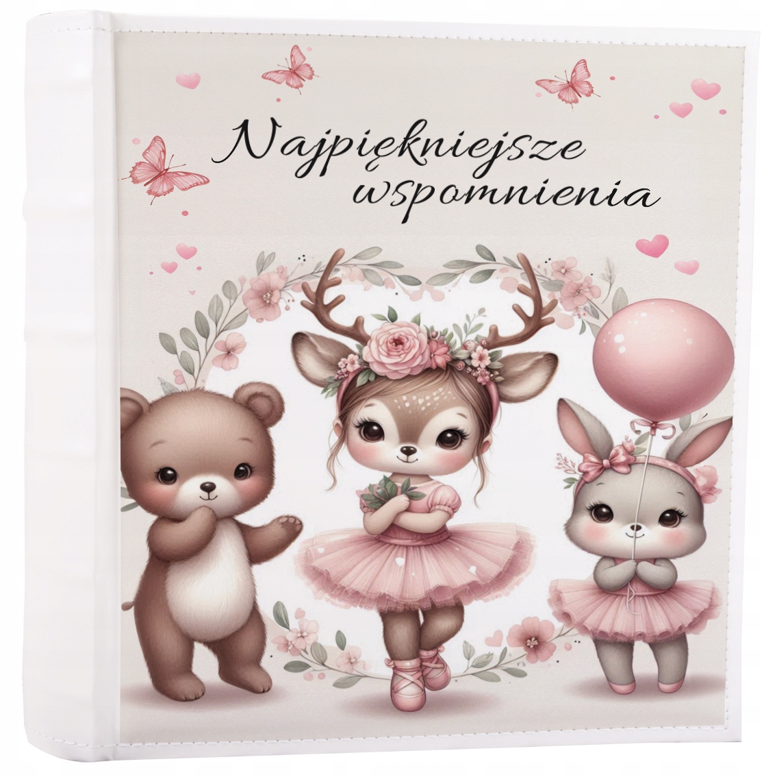 Album dla dziewczynki 60 stron kremowych nadruk uv zwierzątka leśne