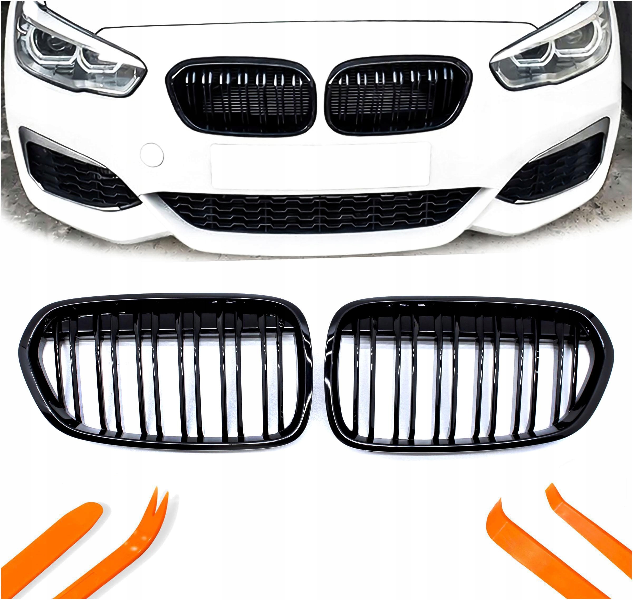 Atrapa Gril Ledviny Bmw 1 F52 16-21 Černý Lesk M Balení 2 Žebra