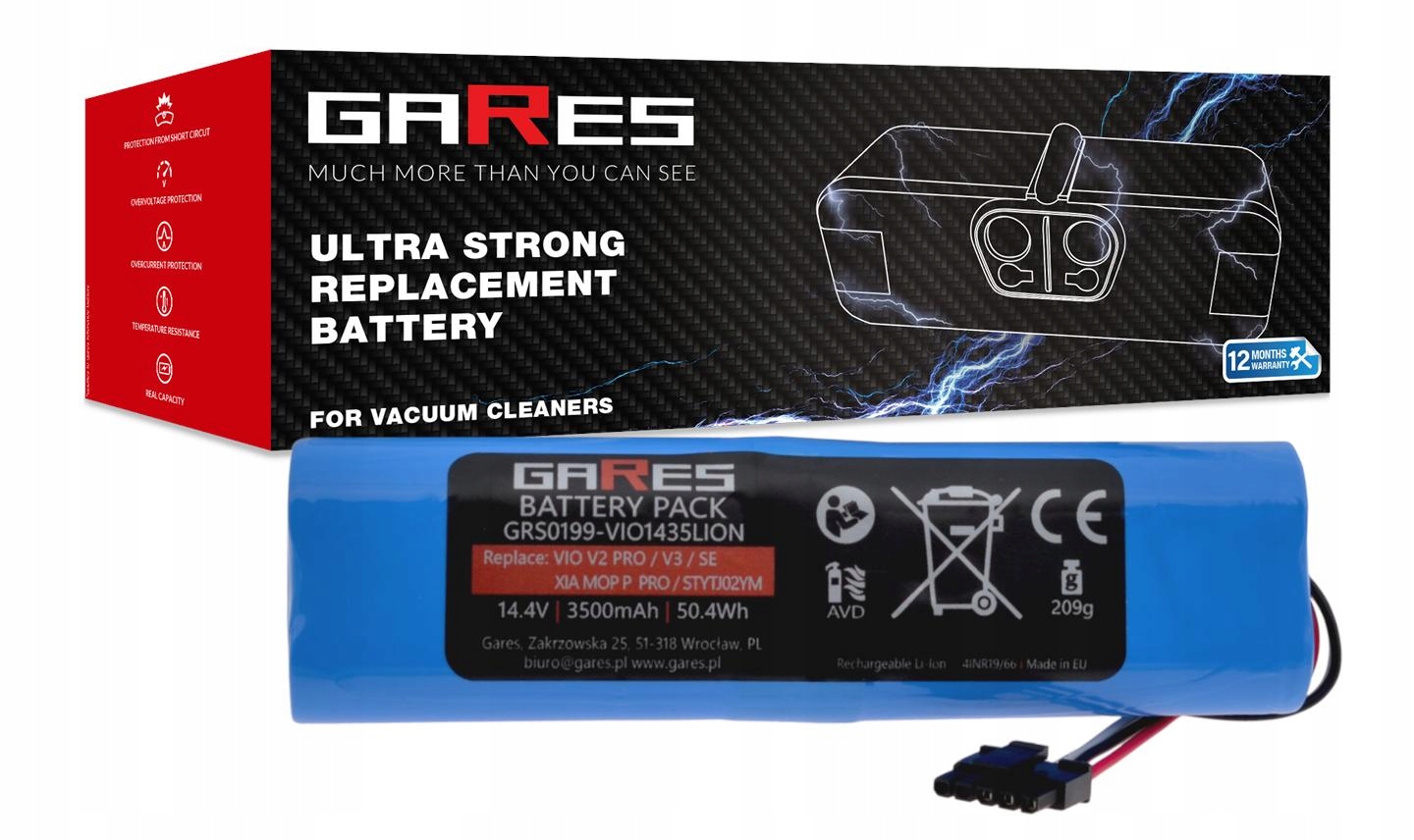 Akumulátor Gares pro Xiaomi Robot Vacuum S10 Mijia Vacuum-Mop P 14,4V 3,5Ah