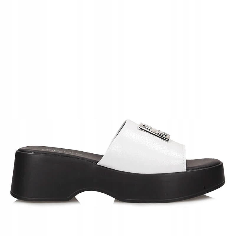 Klasické dámské kožené nazouváky na platformě Vinceza 79526 Wh