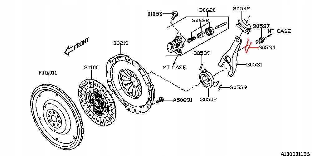 SPRĘŻYNA ŁAPY WIDEŁEK SPRZĘGŁA SUBARU LEGACY OUTBACK FORESTER IMPREZA XV Numer katalogowy części 30534AA001