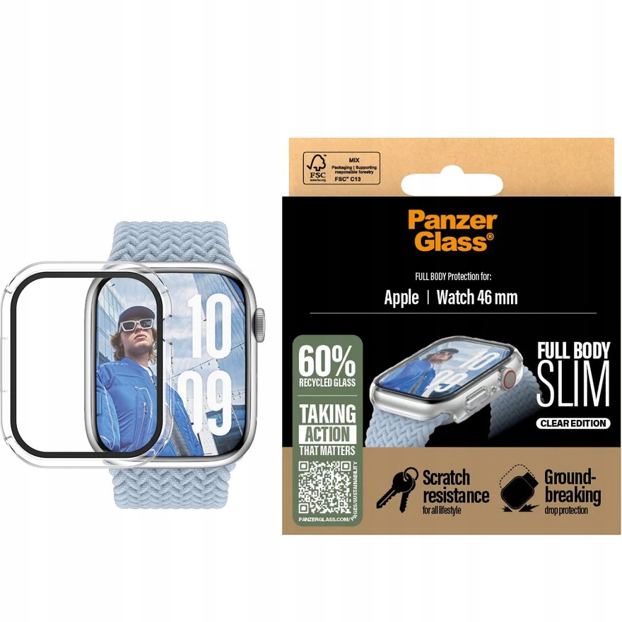 Etui do Apple Watch 11 10 46 mm, z ochroną ekranu, mocne, PanzerGlass