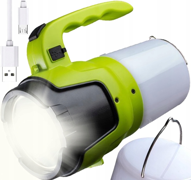 Bardzo Mocna 2w1 Latarka Szperacz Akumulatorowa 3 Tryby Pracy USB 2400mAh