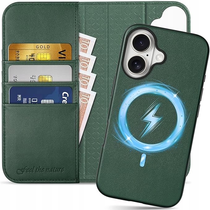 Pouzdro pro iPhone 16 6.1" 2v1 Shieldon z pravé kůže, peněženka