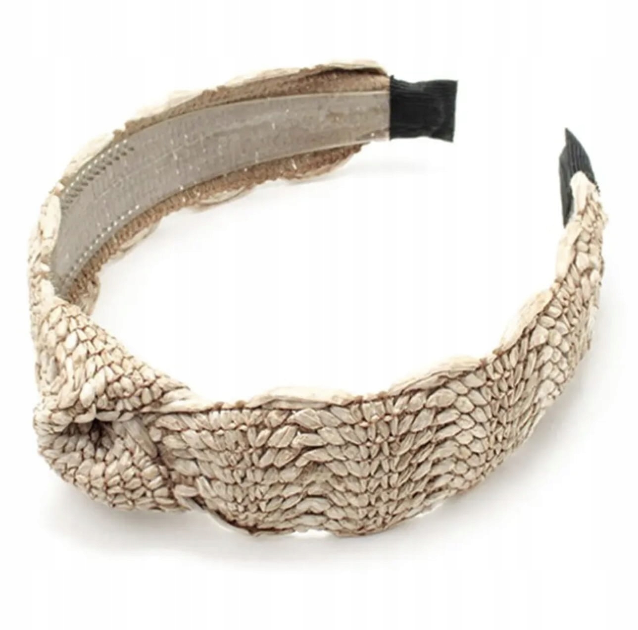 

Opaska do włosów rattan słomiana beżowa węzeł knot