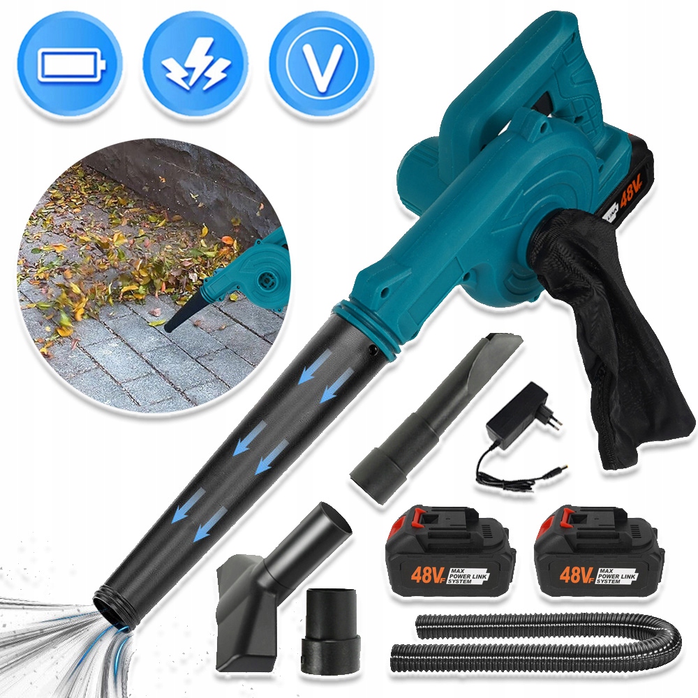 2W1 Dmuchawa Do Liści Elektryczna Ogrodowa Odkurzacz Lekka Przenośny 2 Aku