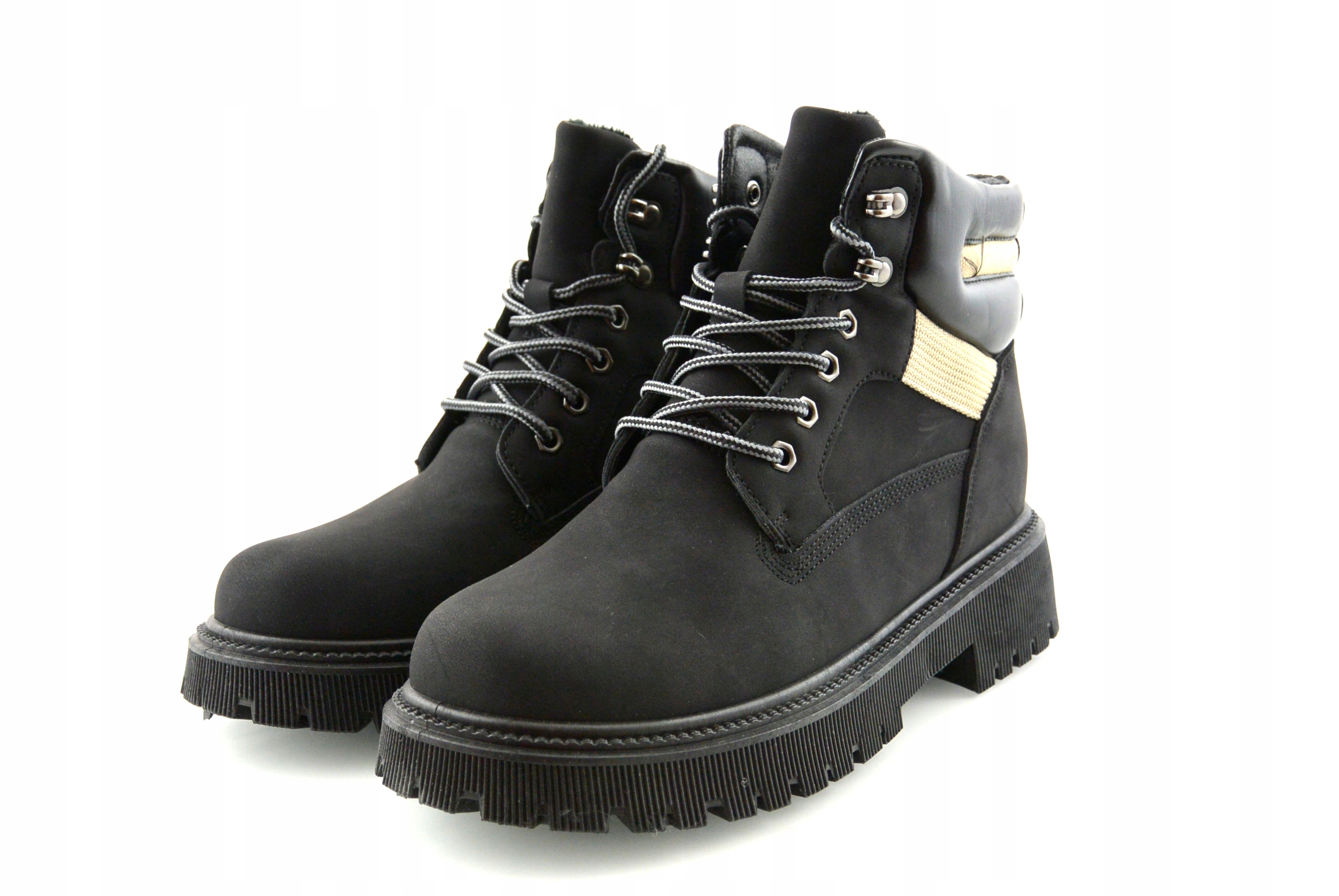 CZARNE ZIMOWE MOCNO OCIEPLANE DAMSKIE ŚNIEGOWCE TRAPERY TREKKINGOWE 41 Rozmiar 41