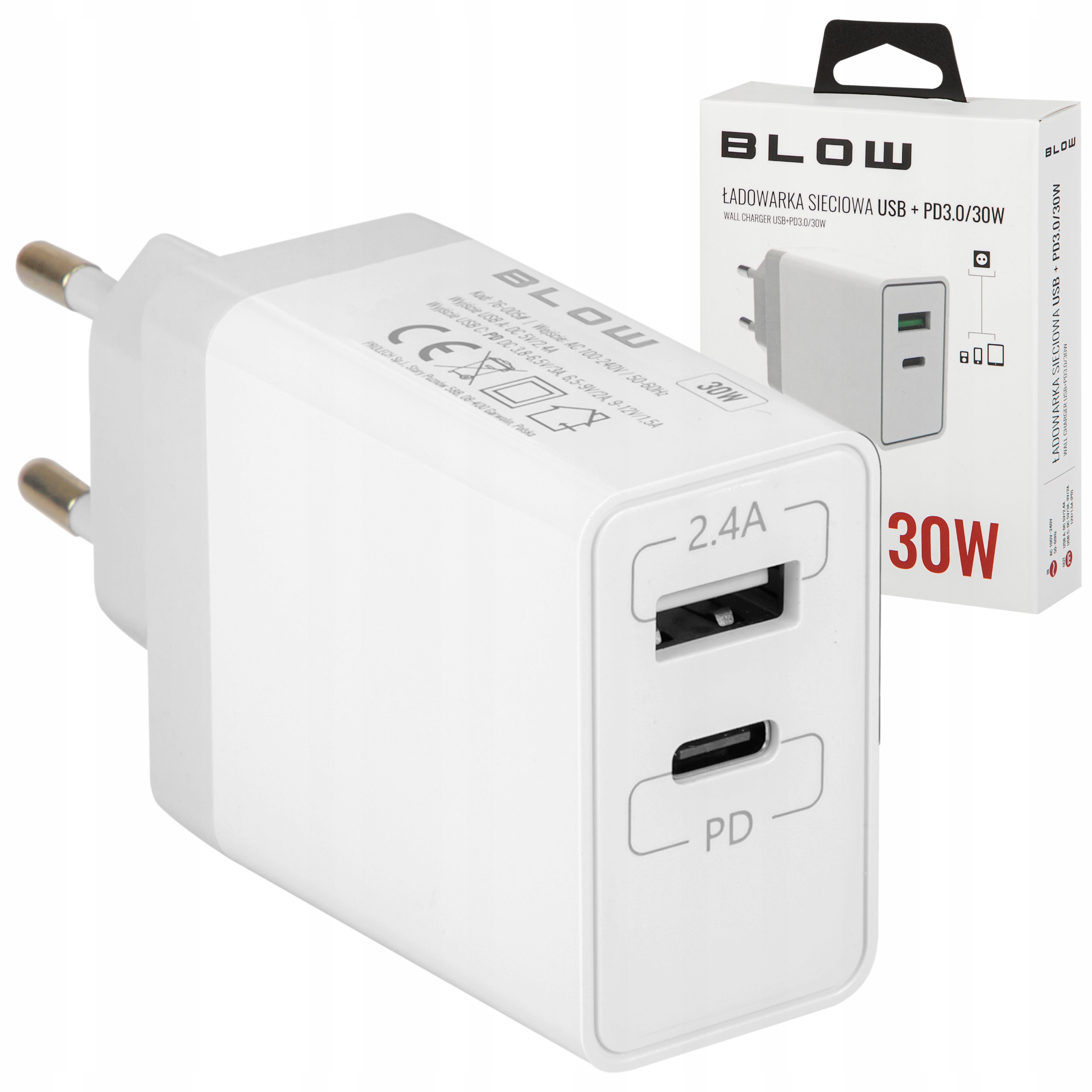 

Szybka Ładowarka Sieciowa Usb Usb-c Pd Kostka 30W
