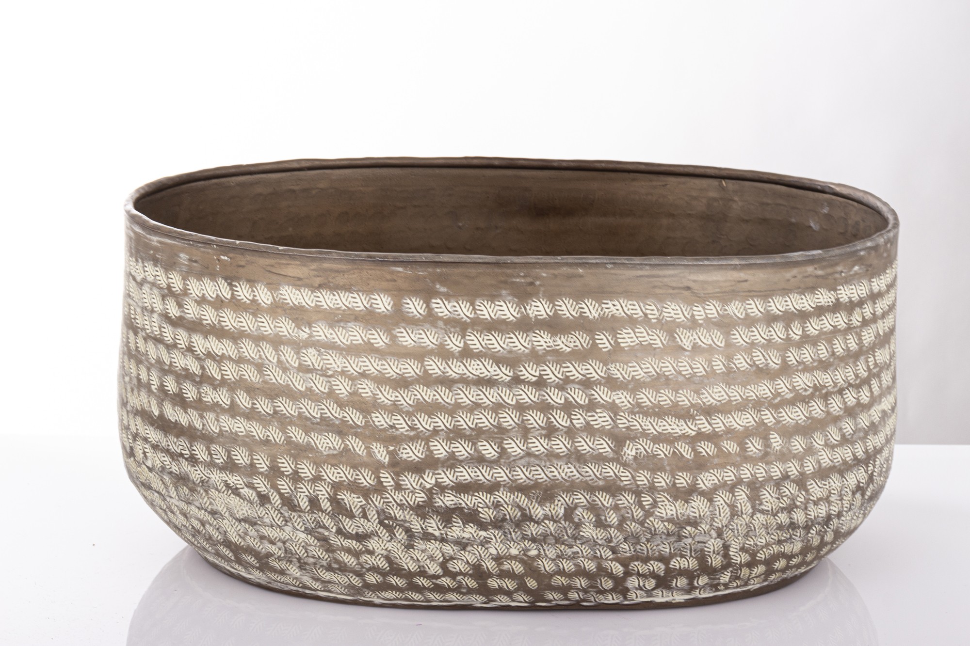 Komplet dużych metalowych stylizowanych osłonek retro na doniczkę Stan opakowania oryginalne