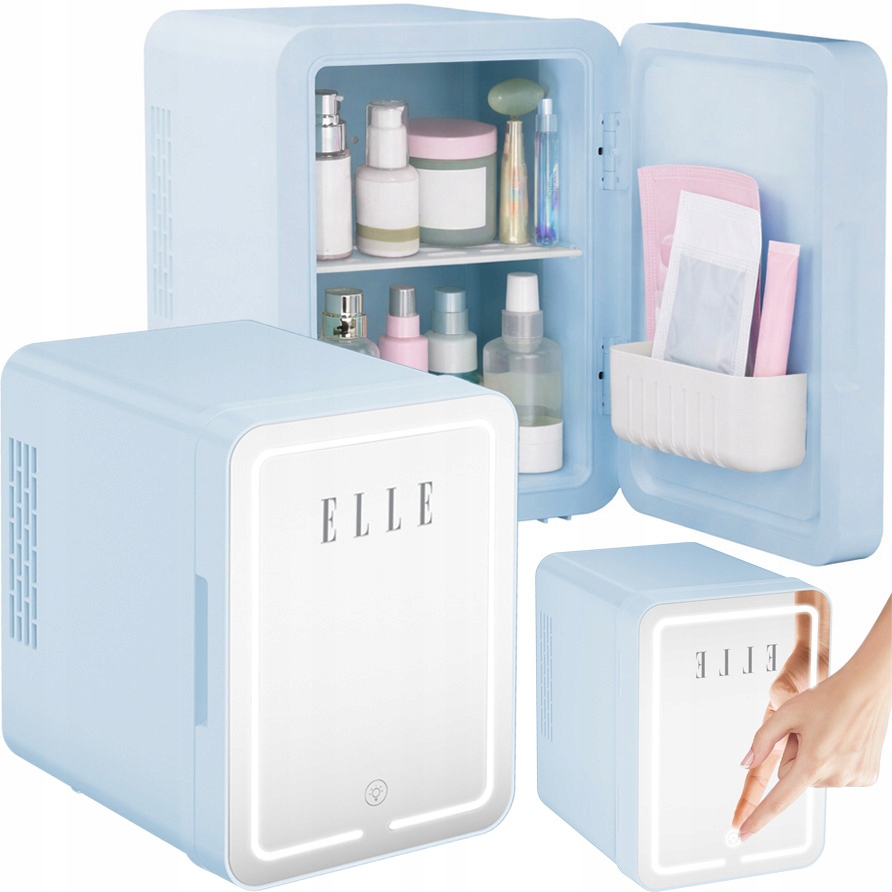 Lednička Na Kosmetiku Leki Mini Přenosná chladnička s Led zrcadlem 4L Obloha