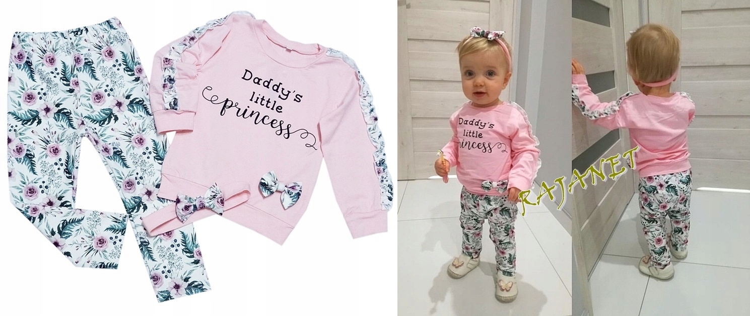 

Piękny kpl.3 cz.PRINT Kwiaty Falbanki Nowy 74-80 +