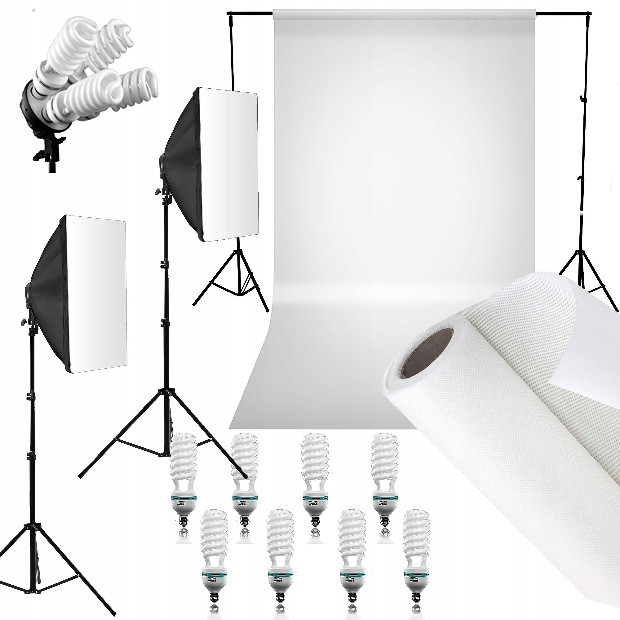DOMOWE STUDIO FOTOGRAFICZNE 8x85W 60x90cm 165cm
