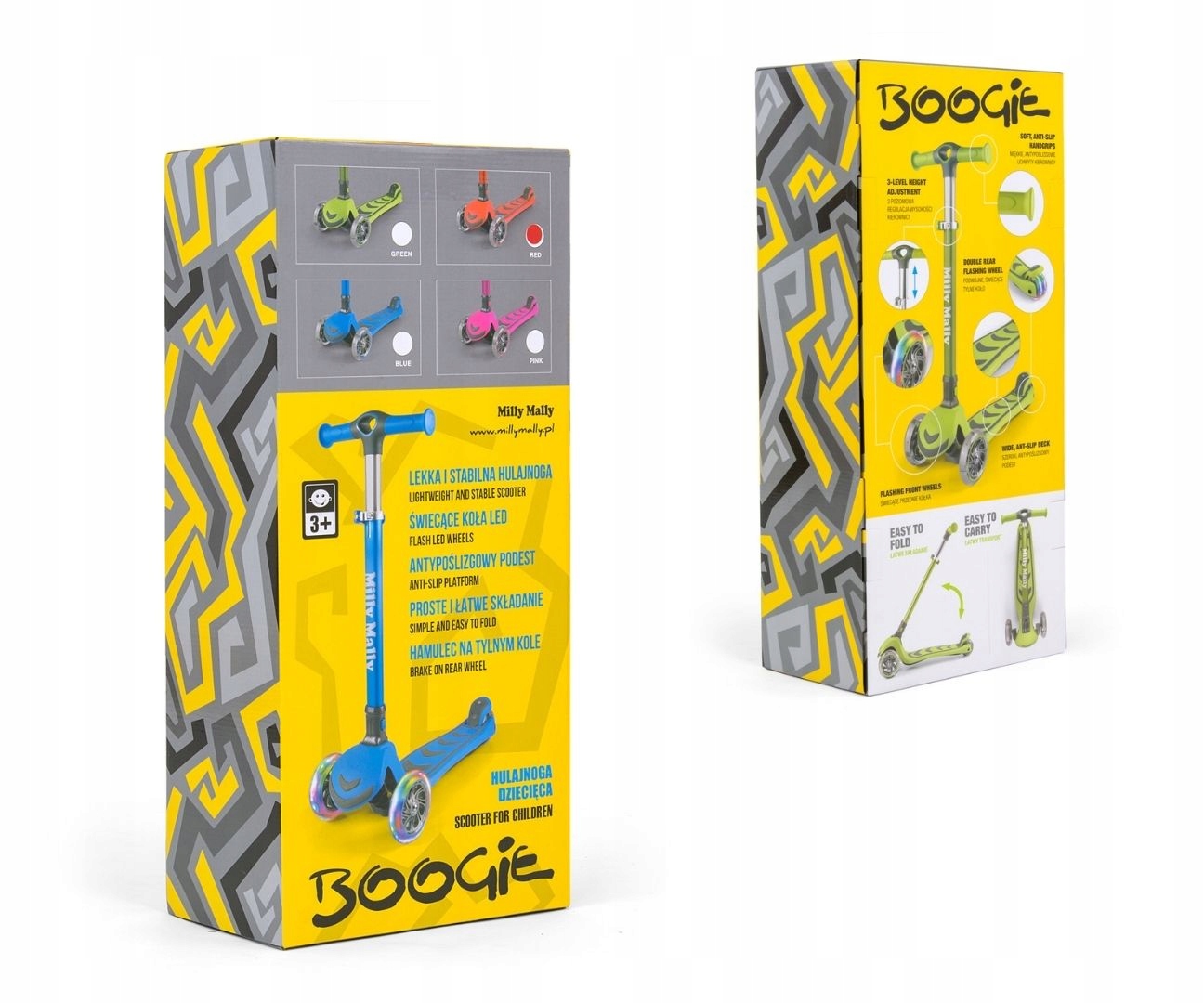 Solidna HULAJNOGA dla dzieci trójkołowa LED! Boogie Green 3+ ZIELONA JAKOŚĆ Wiek dziecka 3 lata +