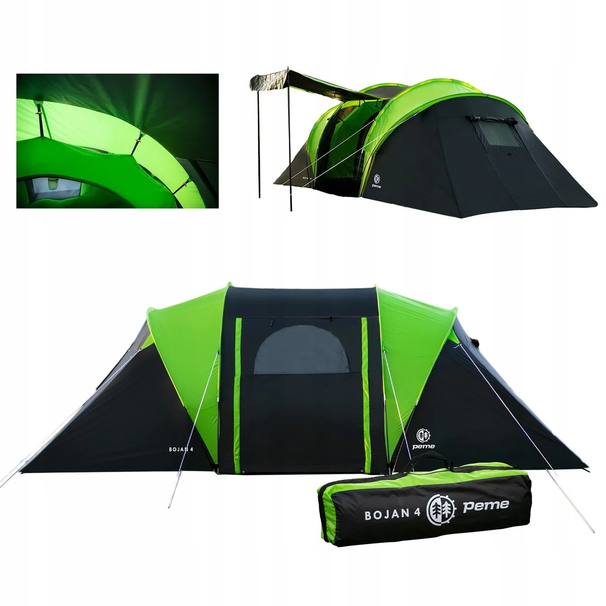 Namiot turystyczny Kempingowy 4 osobowy Rodzinny 2 Sypialnie duży Peme