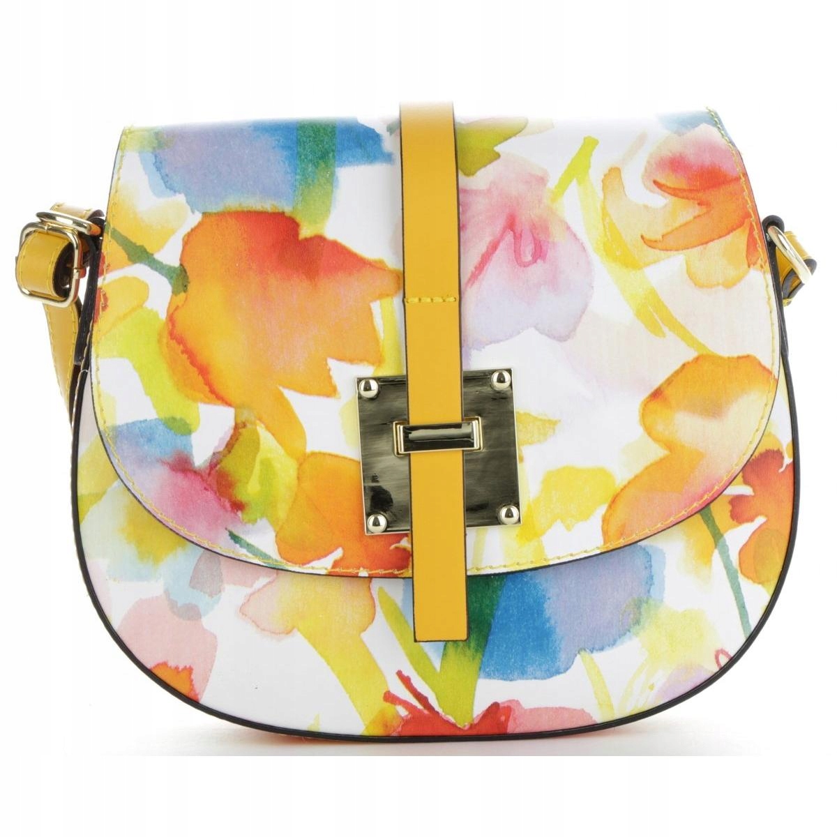 Kožená kabelka Přes Rameno s květinami Vittoria Gotti Žlutá