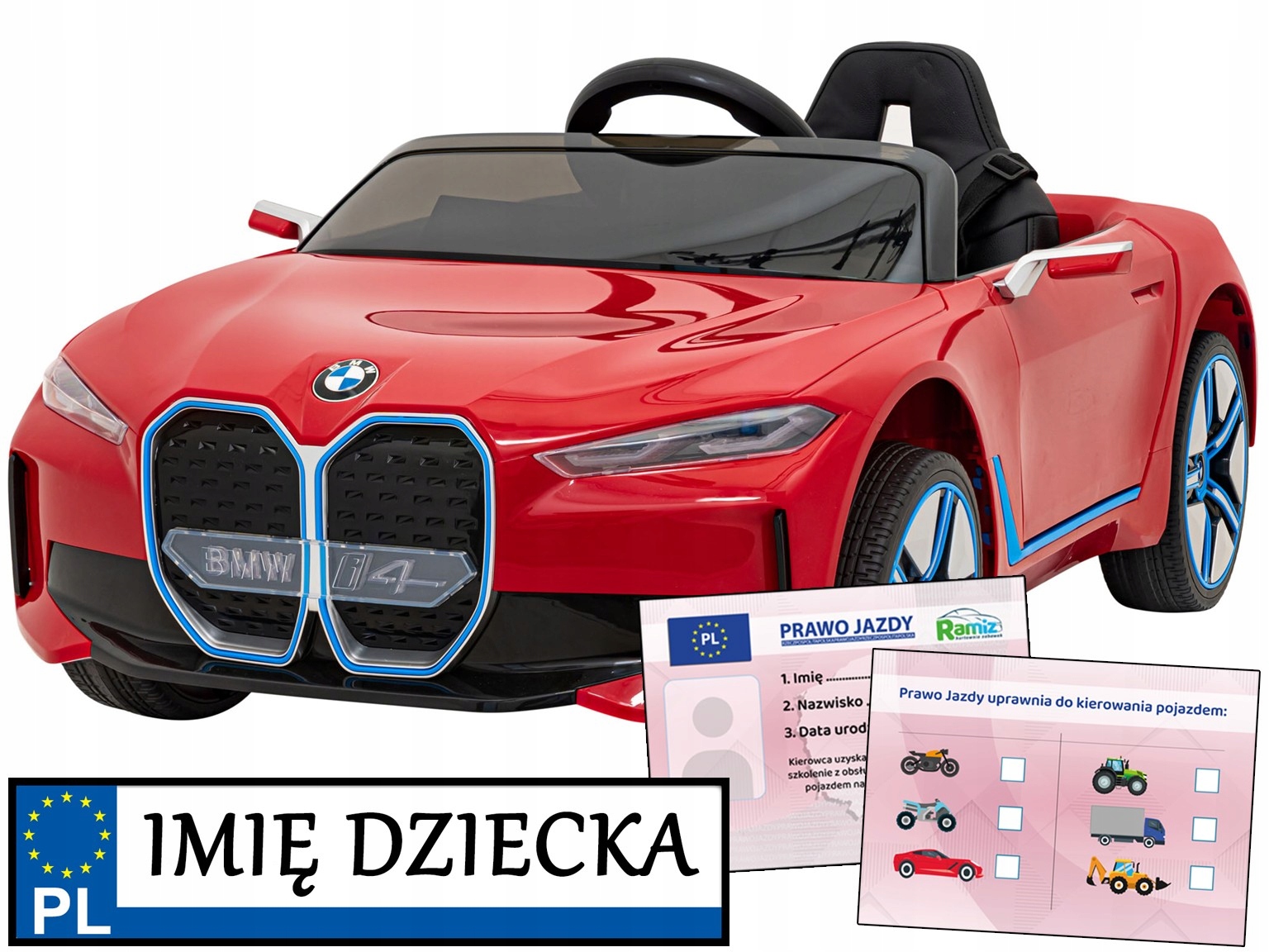 Bmw I4 samochodzik na akumulator Piankowe Koła 2 Silniki Pilot 2,4 GHz