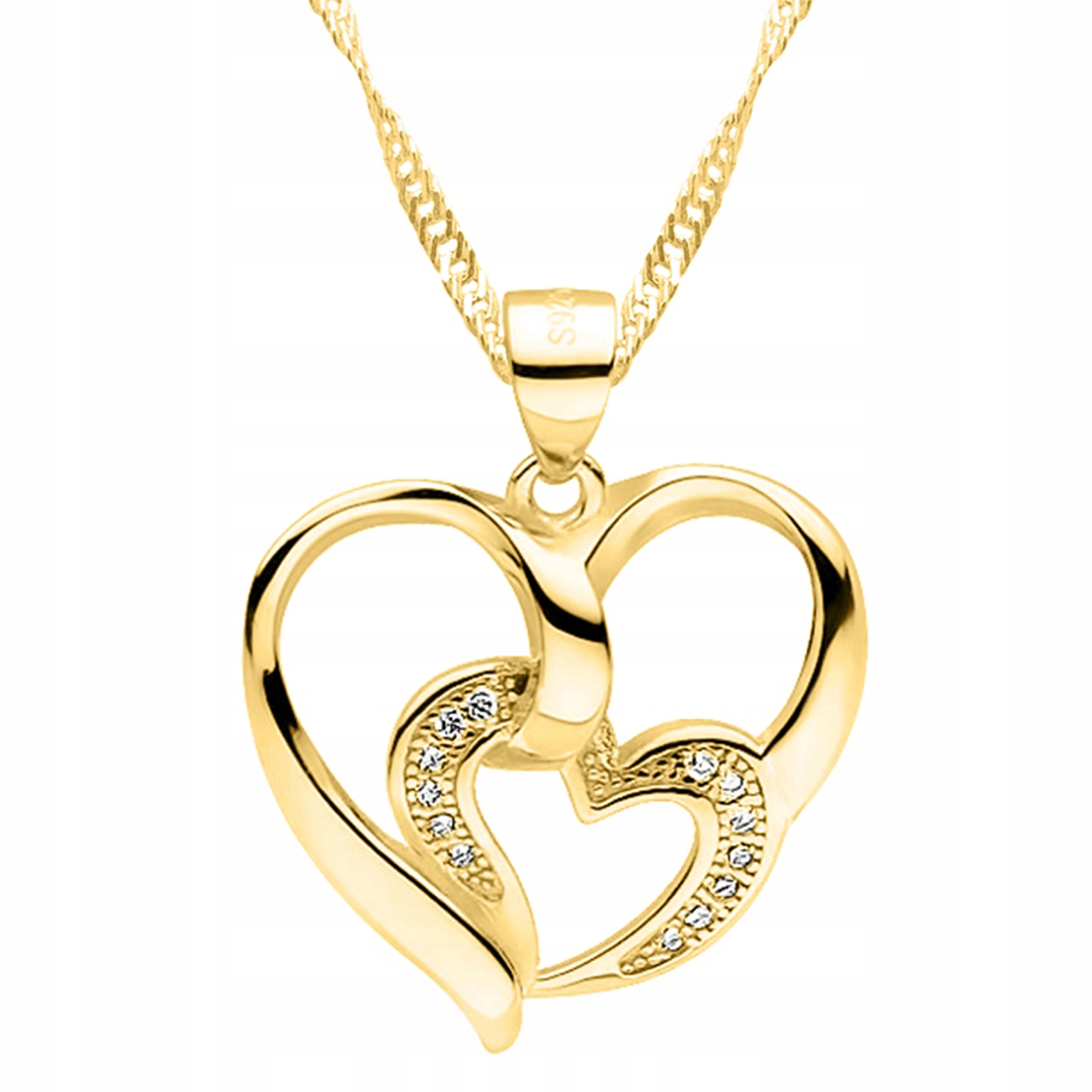 Zlatý náhrdelník Srdce s zirkony Zirkony Srdíčko Love Heart Stříbro 925