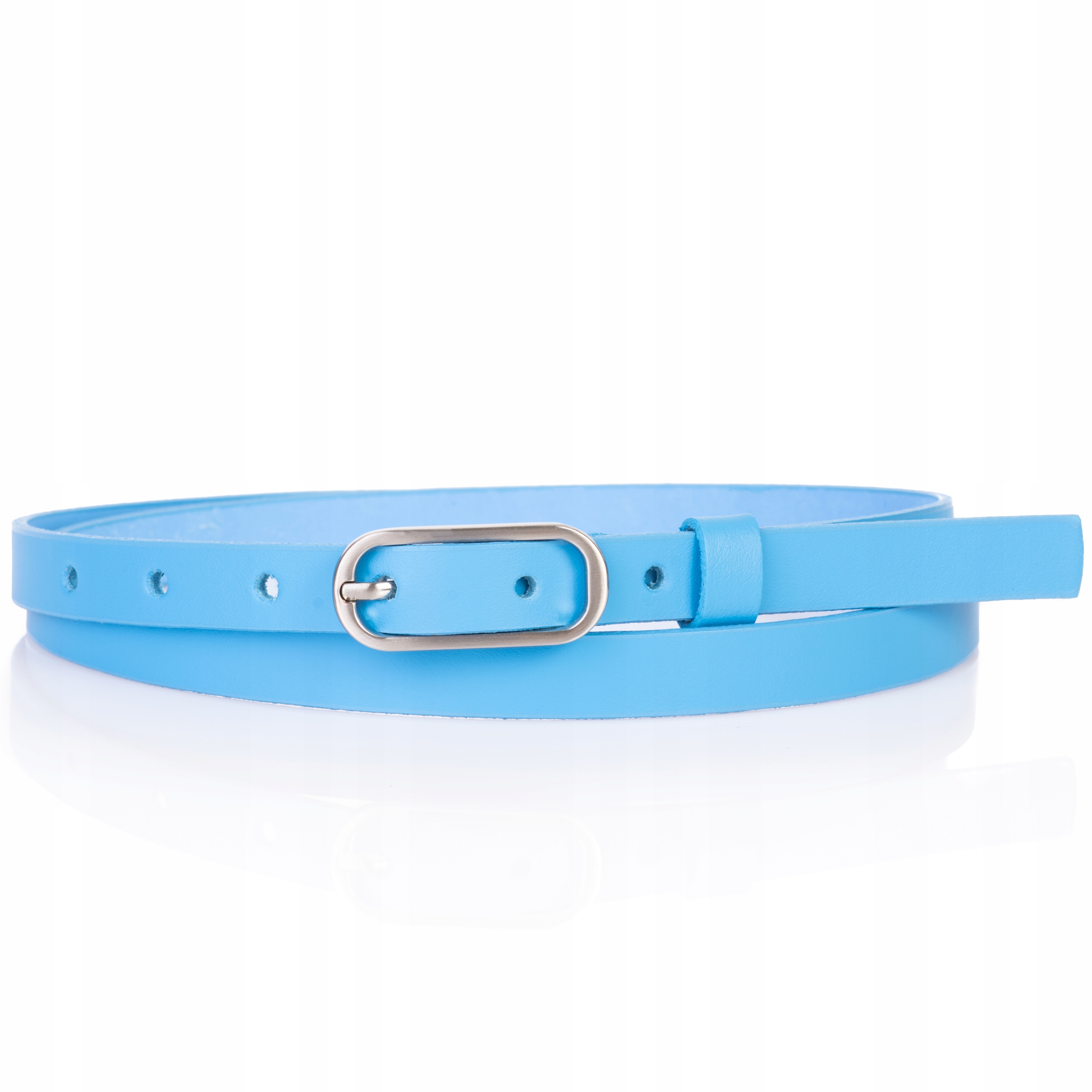 

Wąski pasek skórzany Błękitny lazurowy cienki 1,5