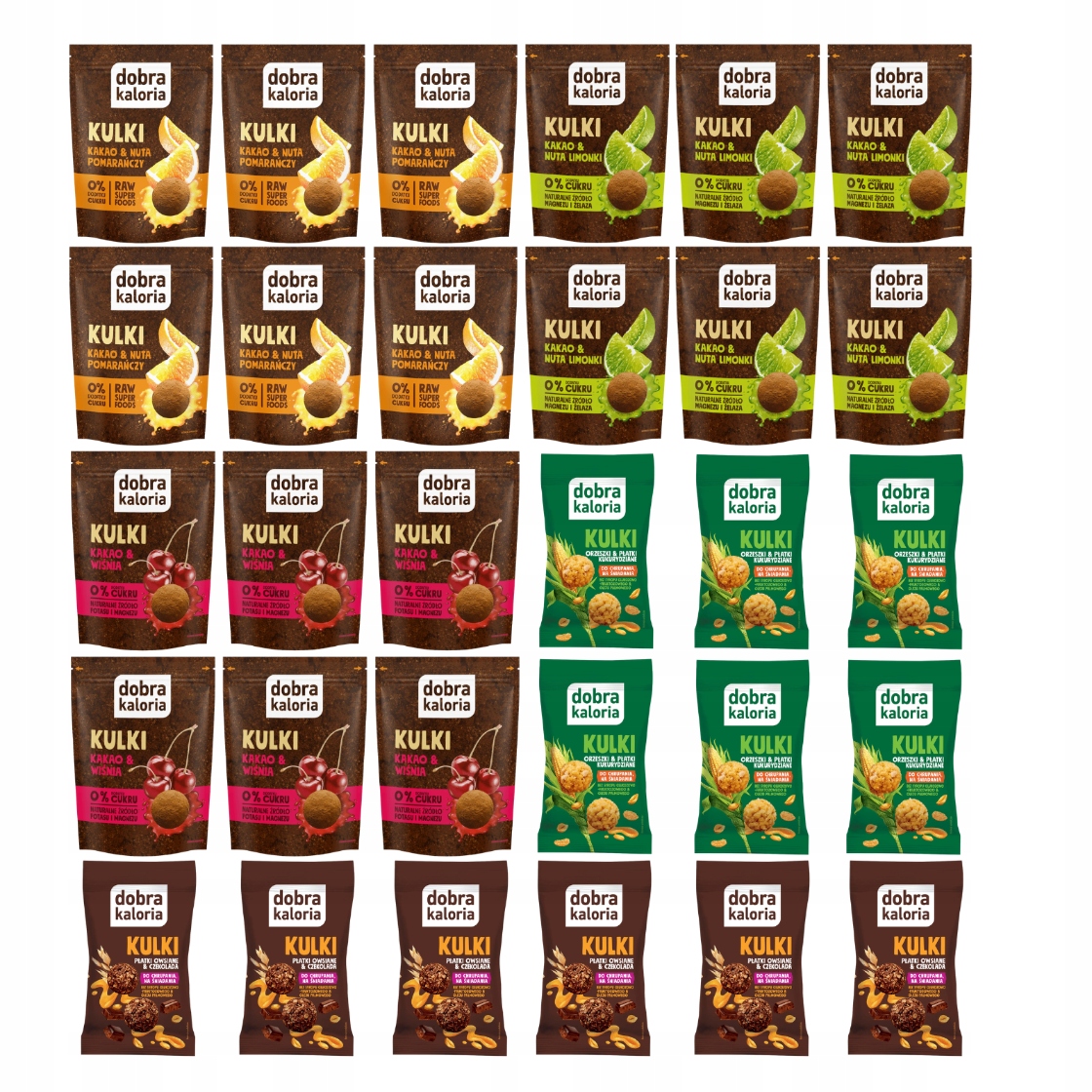 Zestaw Dobra Kaloria Kulki mocy i śniadaniowe MIX smaków 30 szt.